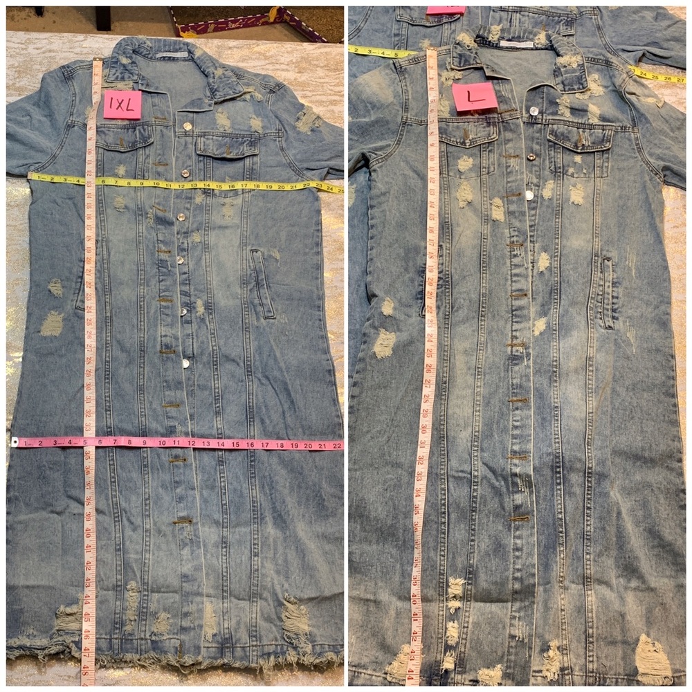 LAST ONE! Distressed Denim Trench Coat Plus Sizes Available! - Picture 6 of 8